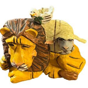 Hallmark 1999 Hand-Painted Resin Figurine Lion & Lamb Peaceful Scene Signed TWL